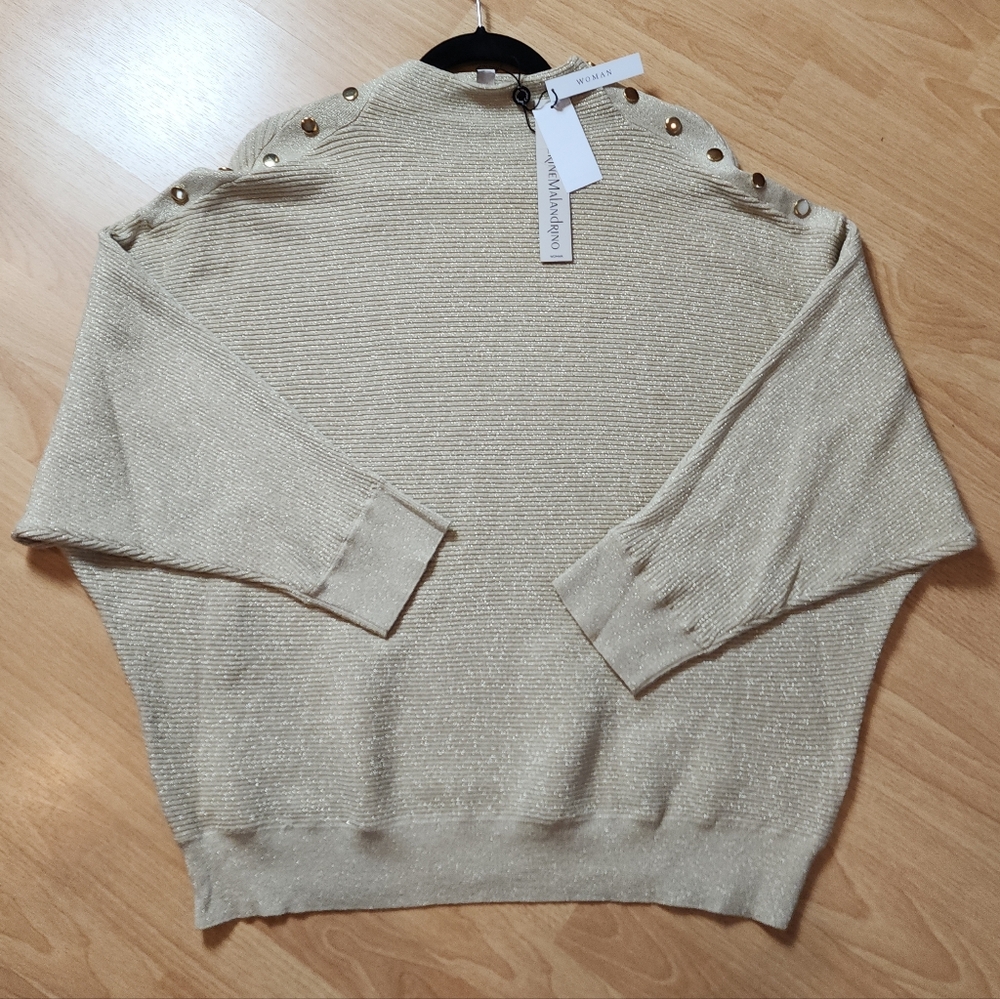 NWT Catherine Malandrino‎ Gold Tan Batwing Long Sleeve Funnel Neck Sweater 3X